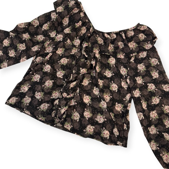 Korean Style Pink Floral Ruffle Top | One Size (Fits Small) | NWT - Picture 2 of 7